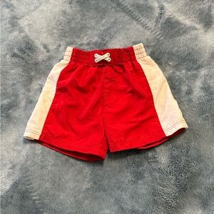 Red and White Kids swim trunks